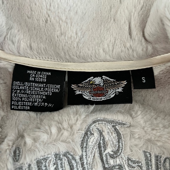 Womens Harley-Davidson jacket beige taupe, faux suede, sherpa lining. size small - Picture 9 of 11